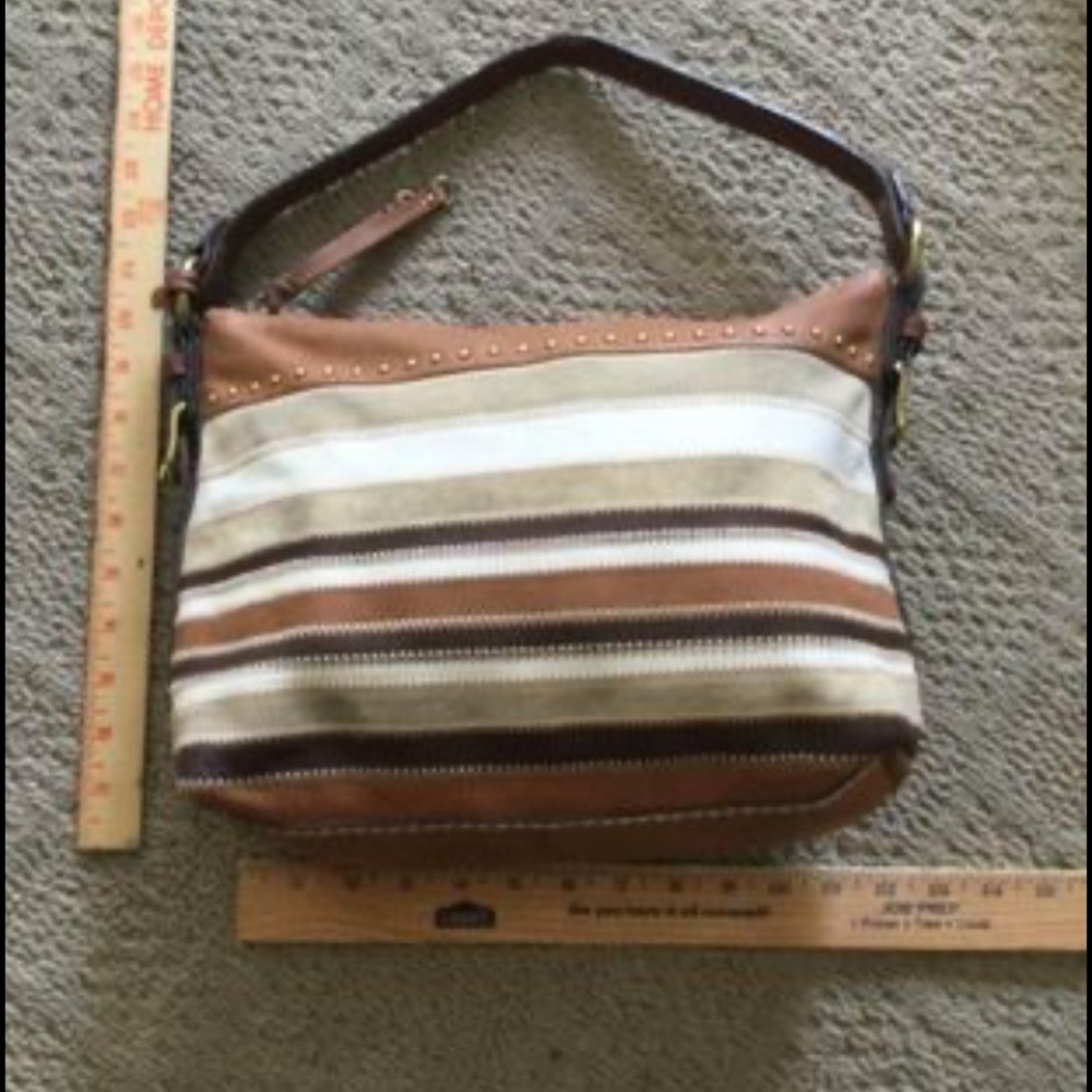 Fossil Striped Patchwork Shoulder Bag Vintage - image 2